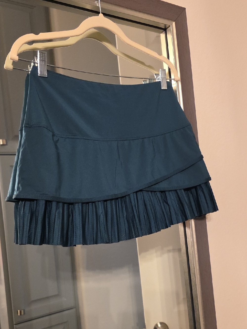Layered Teal Pleated Hem Mini Skirt